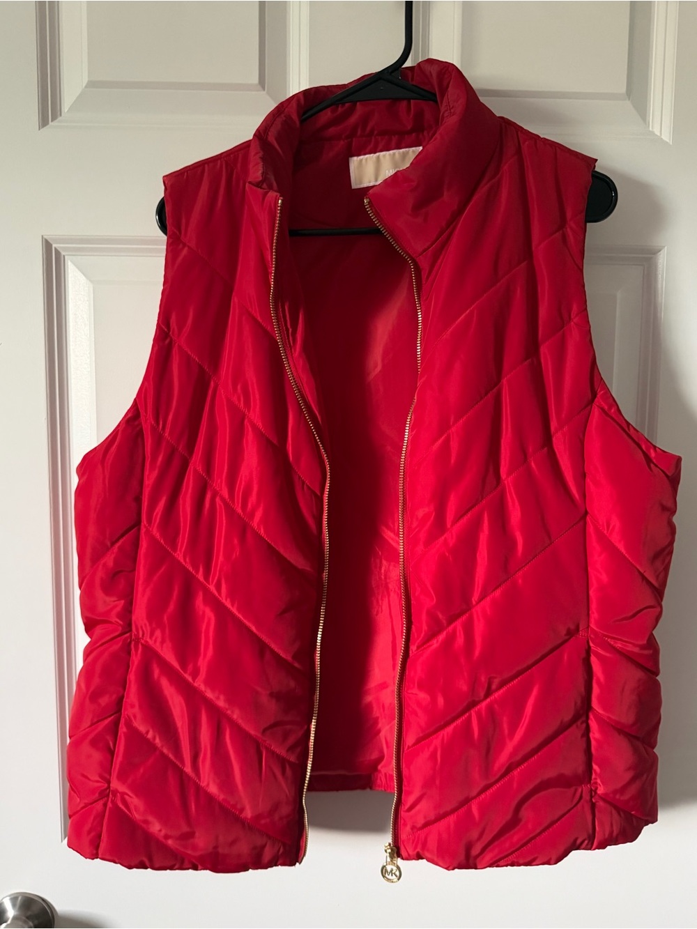 Michael Kors Red Quilted Puffer Vest | XL | Zip Front